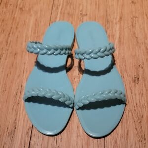 Stuart Weitzman Light Blue Braided Jelly Type Sandals